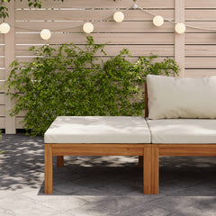 Footrest with Dark  Cushion Solid Acacia Wood