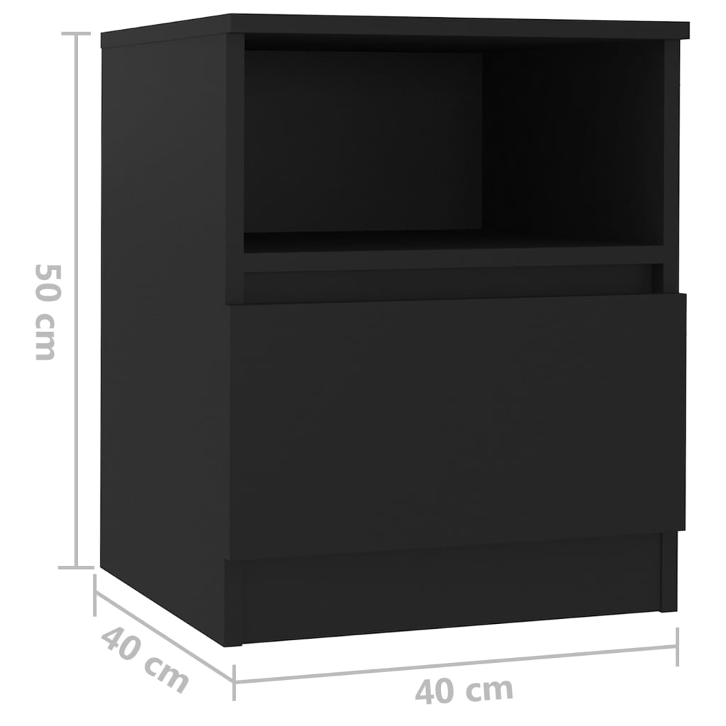 vidaXL Bed Cabinet Black 40x40x50 cm Engineered Wood