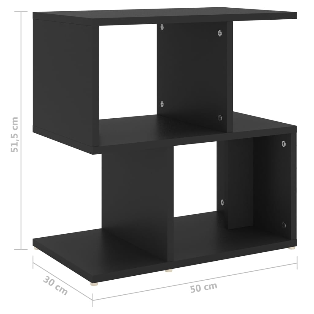 vidaXL Bedside Cabinet Black 35x35x55 cm Engineered Wood