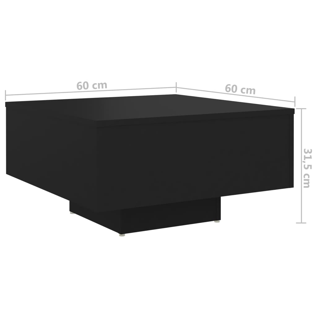 vidaXL Coffee Table Black 60x60x31.5 cm Engineered Wood