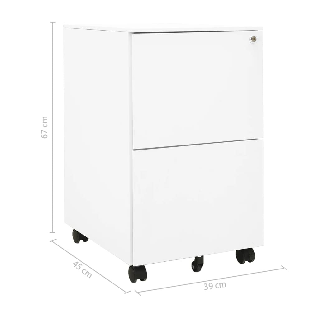 vidaXL Mobile File Cabinet White 39x45x67 cm Steel