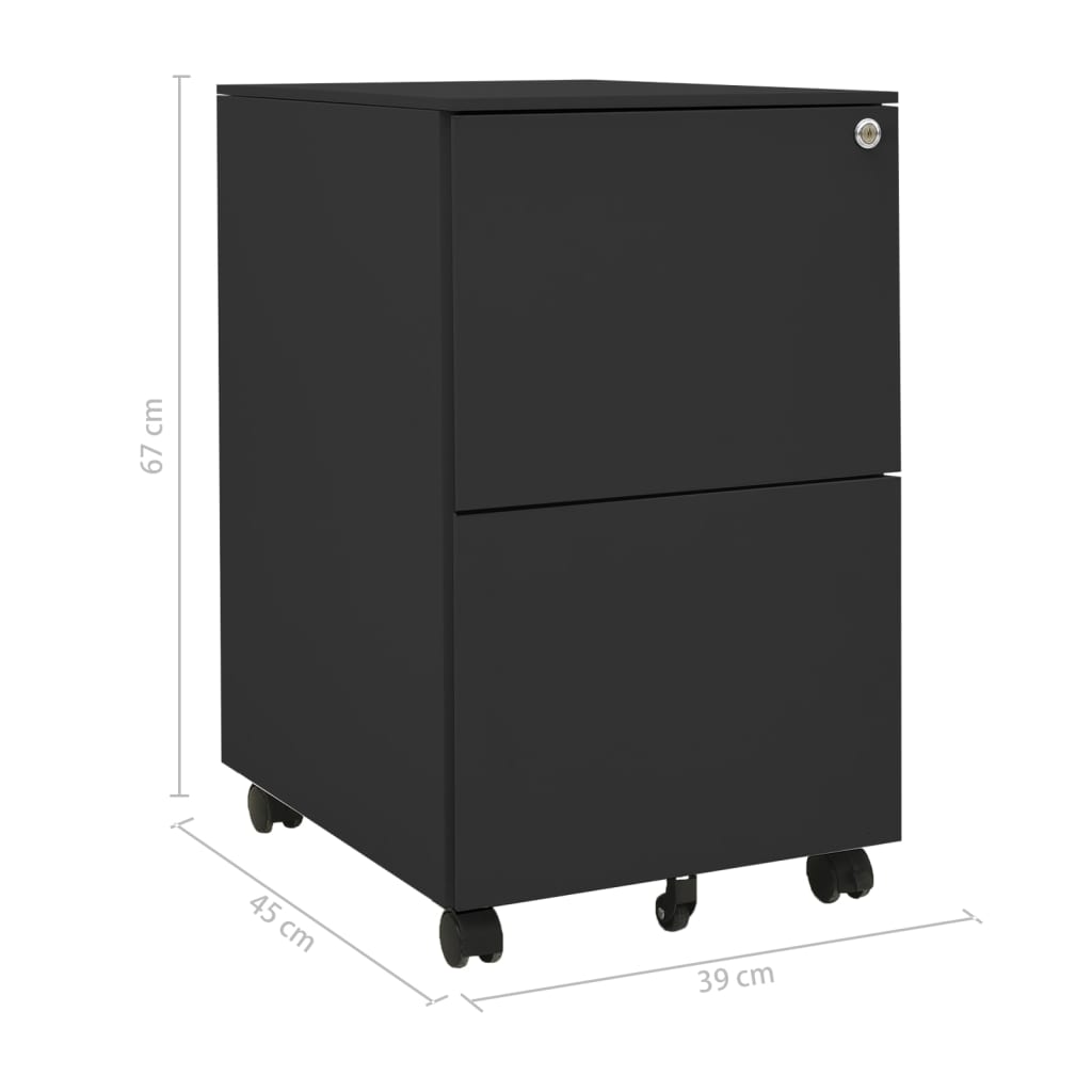 vidaXL Mobile File Cabinet Anthracite 39x45x67 cm Steel