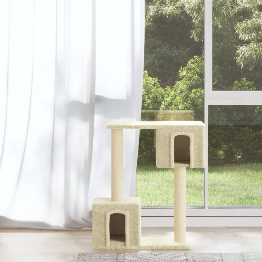 vidaXL Cat Tree with Sisal Scratching Posts Cream 60 cm