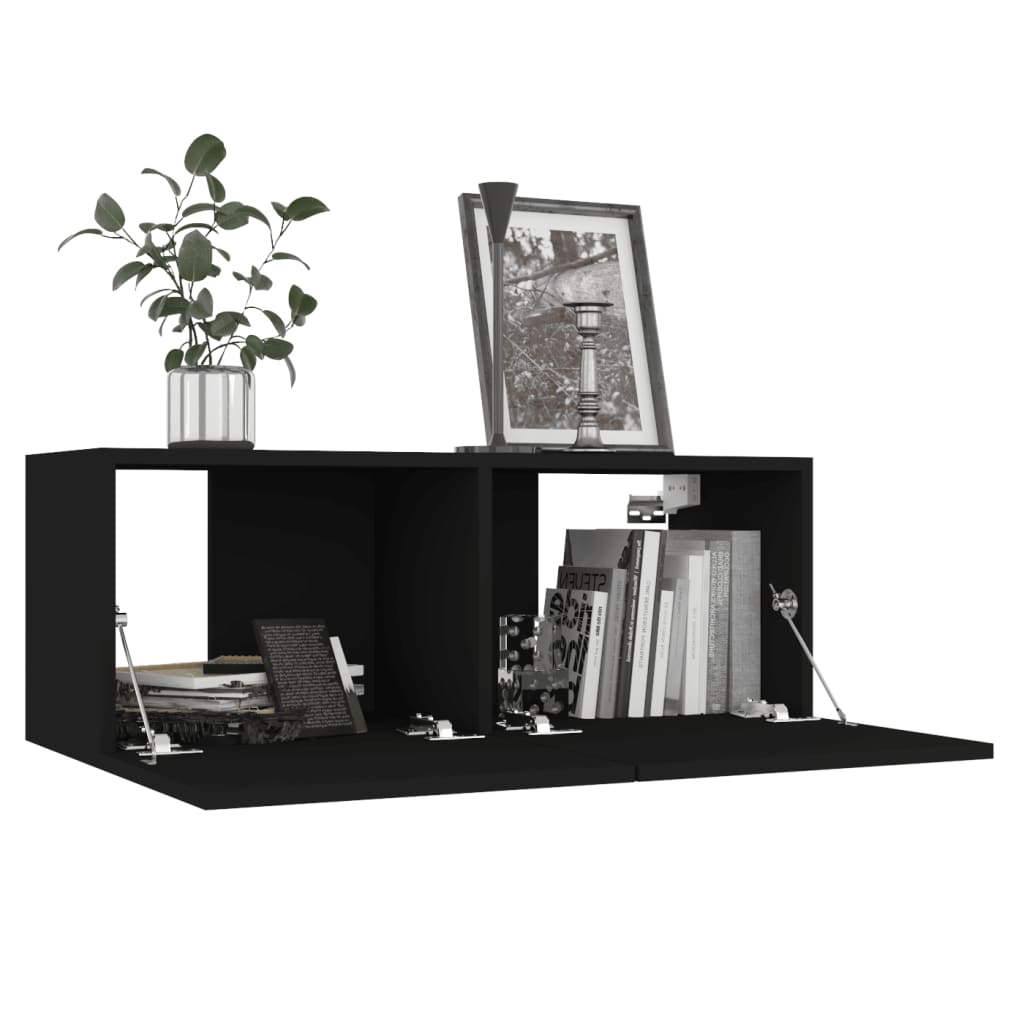 vidaXL TV Cabinets 4 pcs Black 100x30x30 cm Engineered Wood
