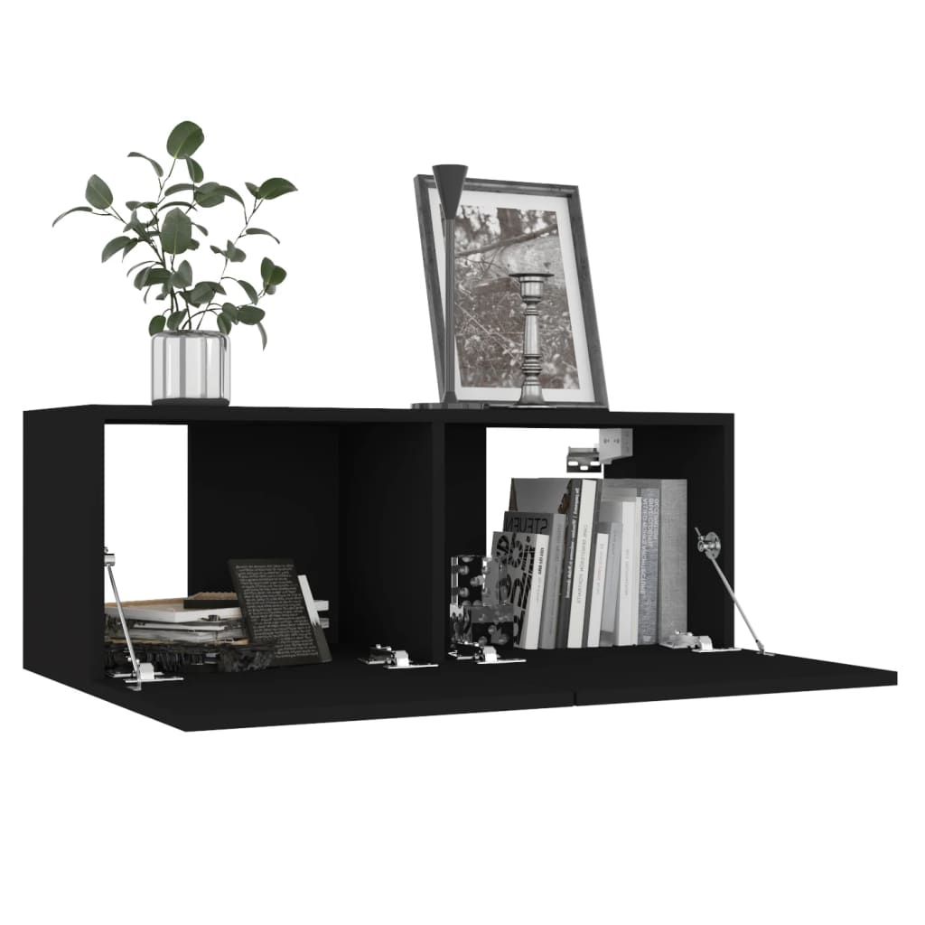 vidaXL TV Cabinets 4 pcs Black 100x30x30 cm Engineered Wood