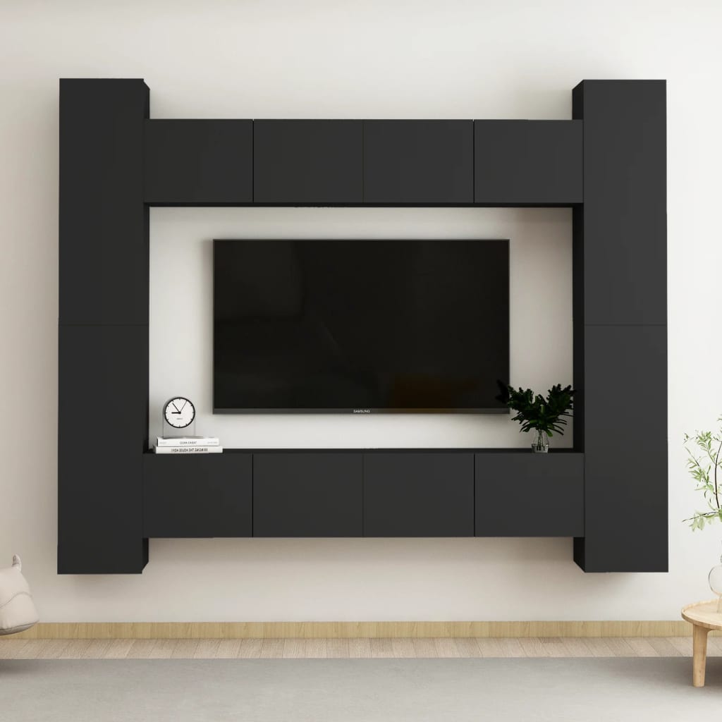 vidaXL TV Cabinets 4 pcs Black 100x30x30 cm Engineered Wood