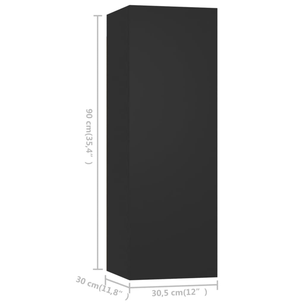 vidaXL TV Cabinets 4 pcs Black 100x30x30 cm Engineered Wood