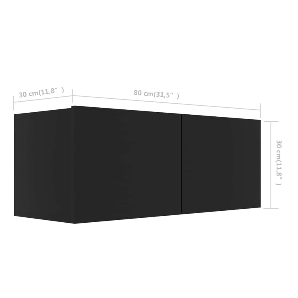vidaXL TV Cabinets 4 pcs Black 100x30x30 cm Engineered Wood
