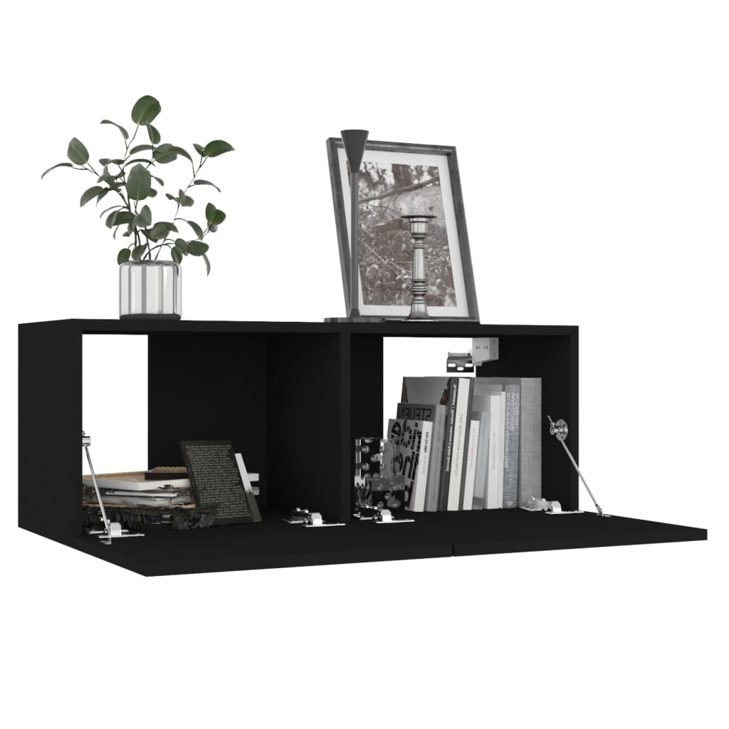vidaXL TV Cabinets 4 pcs Black 100x30x30 cm Engineered Wood
