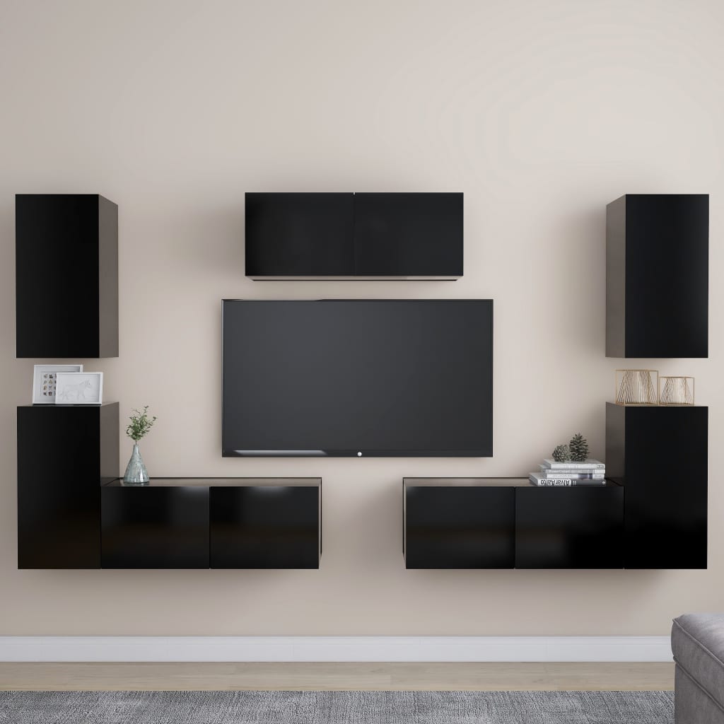 vidaXL TV Cabinets 4 pcs Black 100x30x30 cm Engineered Wood