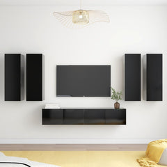 vidaXL 2 Piece TV Cabinet Set Black Engineered Wood