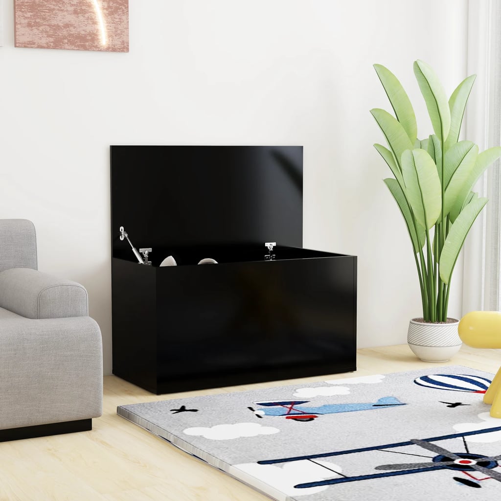 vidaXL Storage Chest Black 84x42x46 cm Engineered Wood