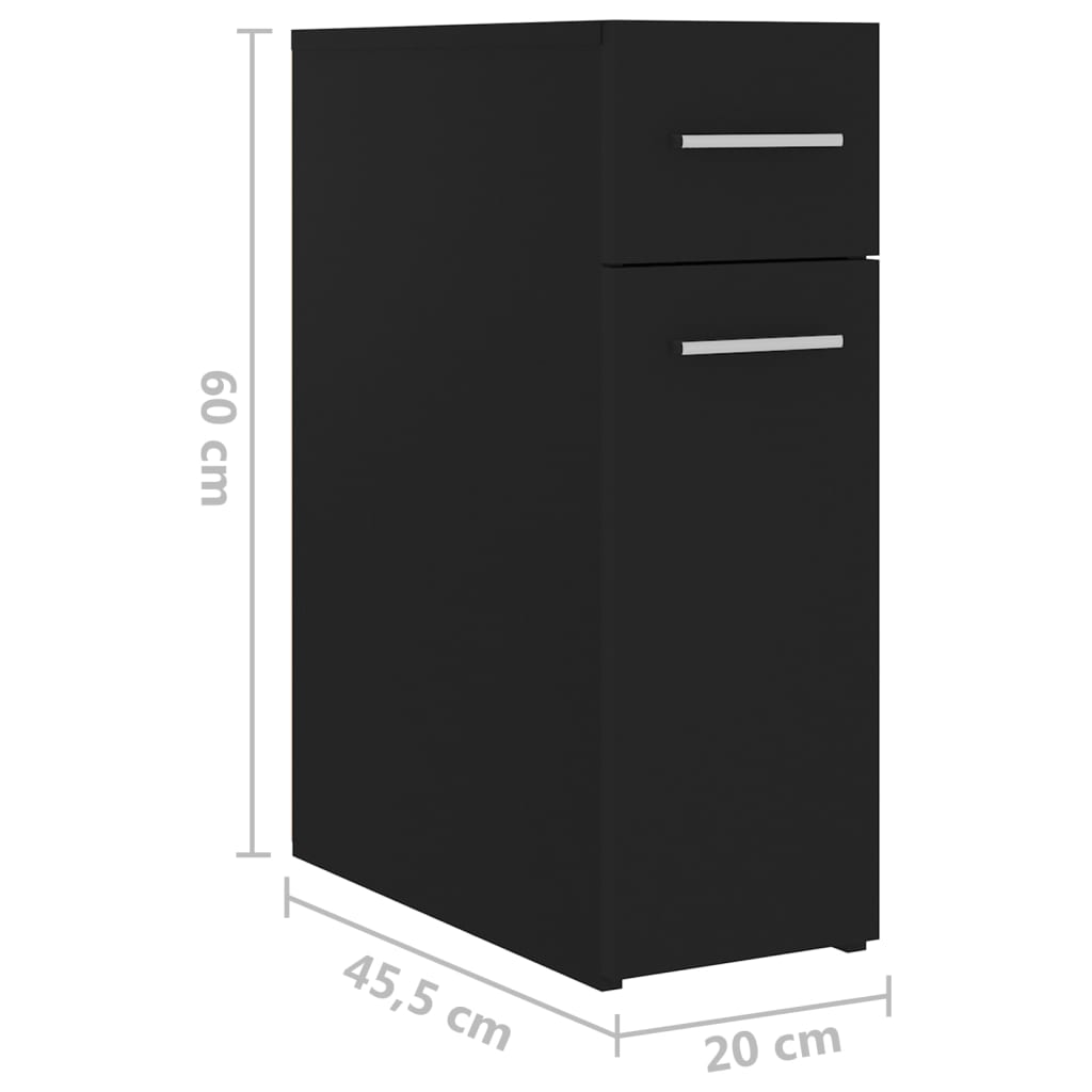 vidaXL Apothecary Cabinet Black 20x45.5x60 cm Engineered Wood