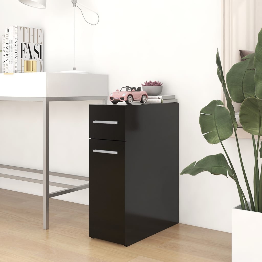 vidaXL Apothecary Cabinet Black 20x45.5x60 cm Engineered Wood