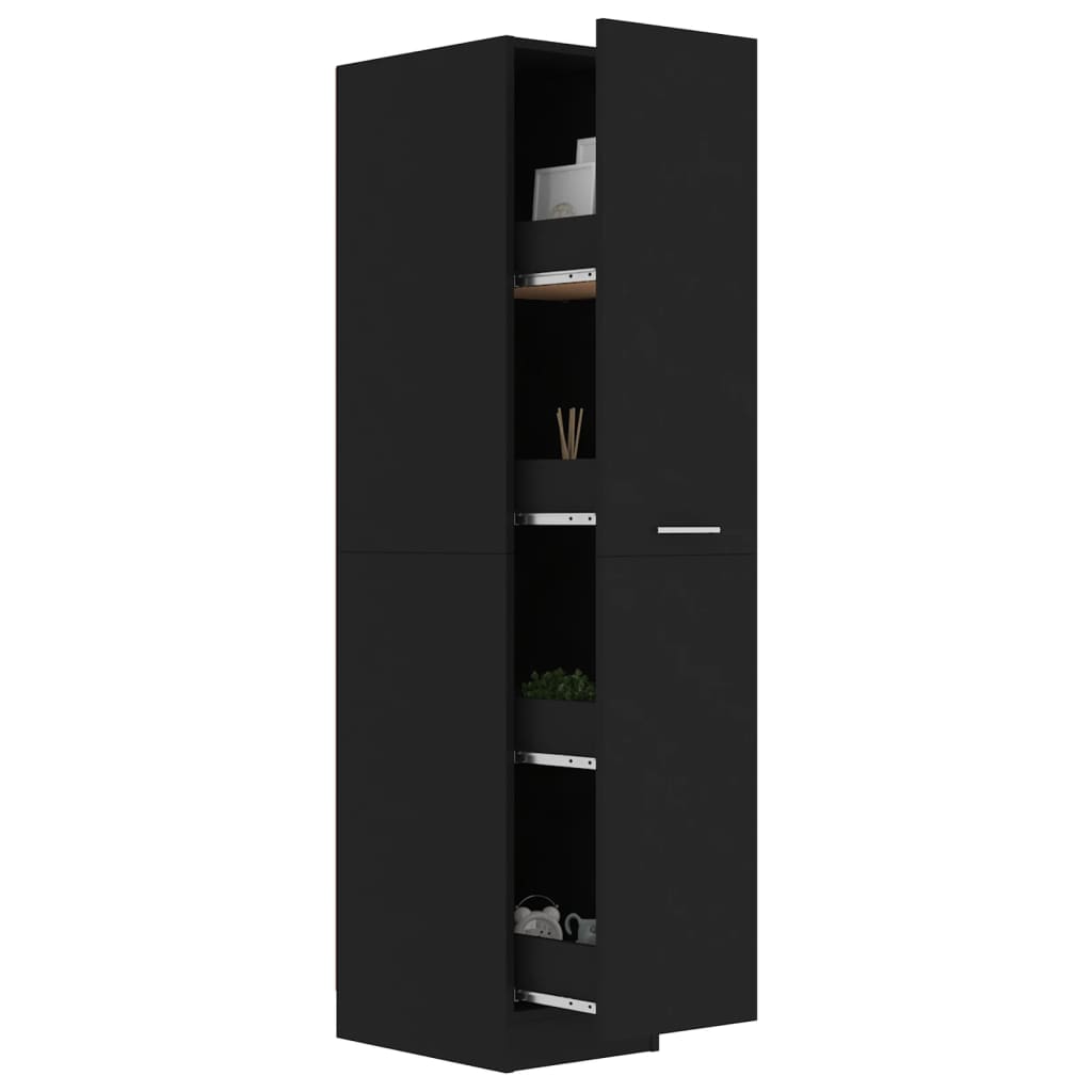 vidaXL Apothecary Cabinet Black 20x45.5x60 cm Engineered Wood