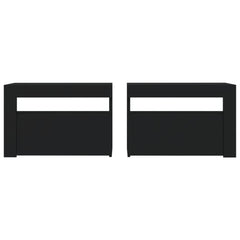 vidaXL Bedside Cabinets 2 pcs with LEDs Black 60x35x40 cm