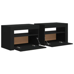 vidaXL Bedside Cabinets 2 pcs with LEDs Black 60x35x40 cm