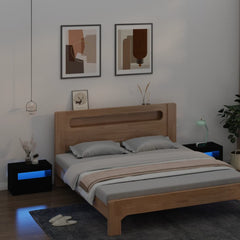 vidaXL Bedside Cabinets 2 pcs with LEDs Black 60x35x40 cm