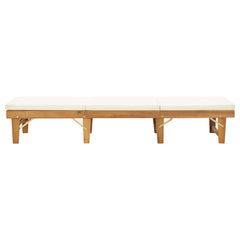 vidaXL Folding Sun Lounger with Cushion Solid Wood Acacia Cream White