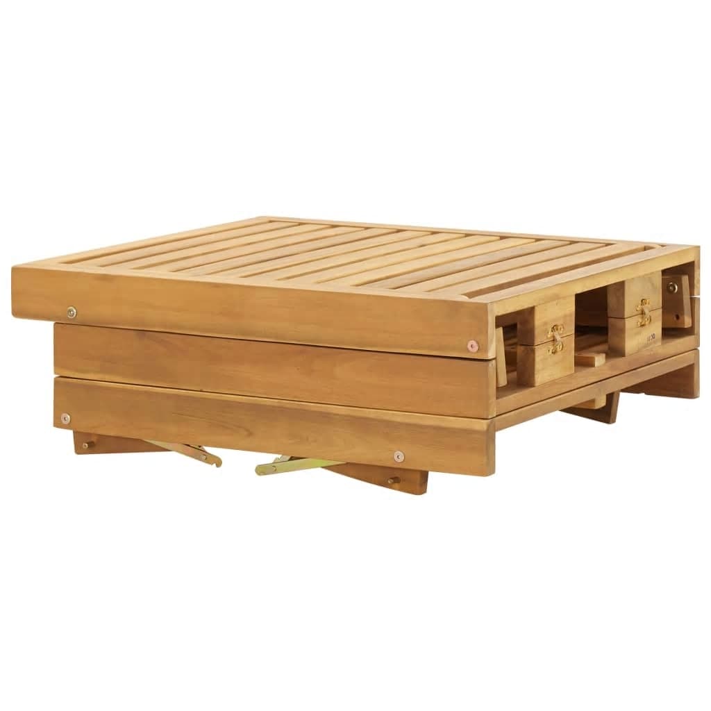 vidaXL Folding Sun Lounger with Cushion Solid Wood Acacia Cream White