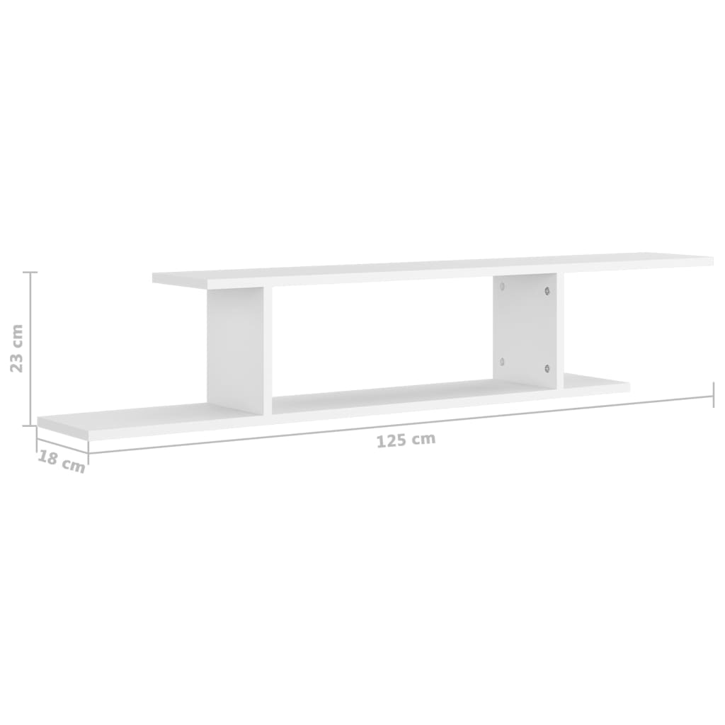 vidaXL Wall-Mounted TV Shelf Black 125x18x23 cm Engineered Wood