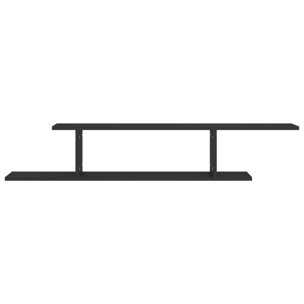 vidaXL Wall-Mounted TV Shelf Black 125x18x23 cm Engineered Wood