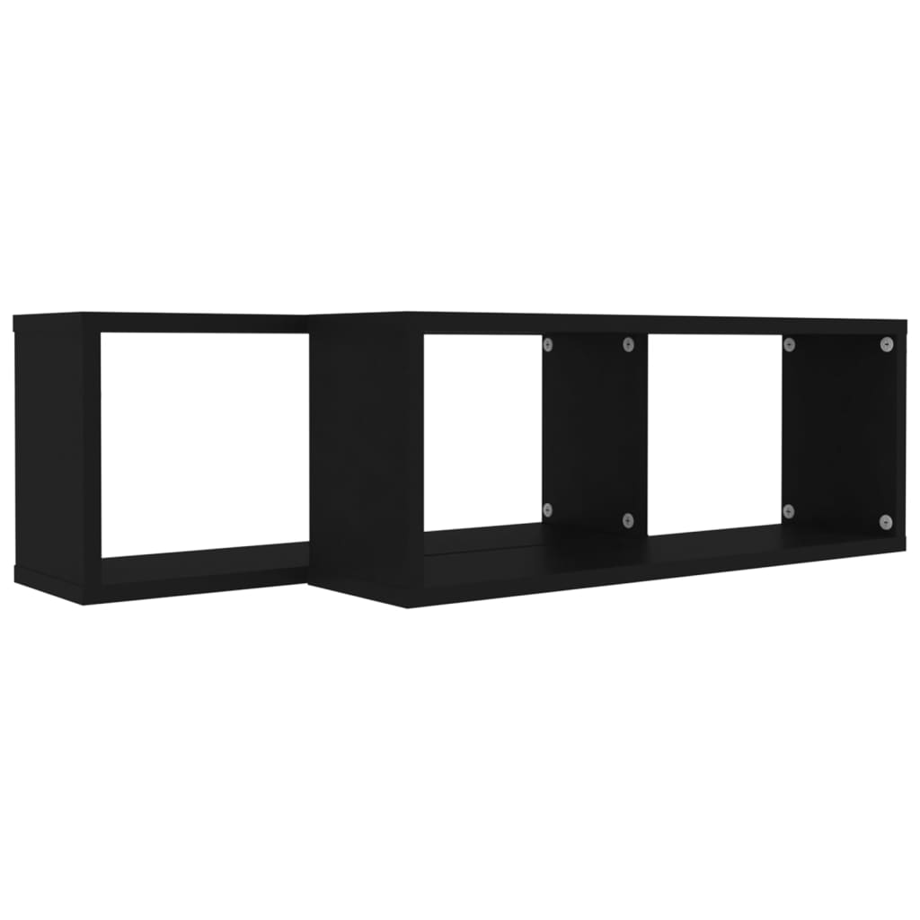 vidaXL Wall Cube Shelf 4 pcs Black 60x15x23 cm Engineered Wood