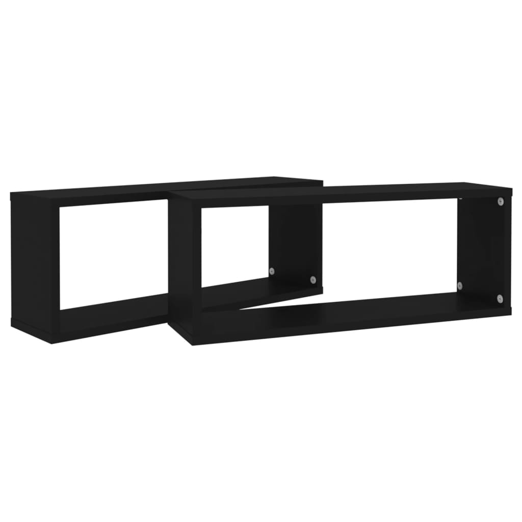 vidaXL Wall Cube Shelf 4 pcs Black 60x15x23 cm Engineered Wood