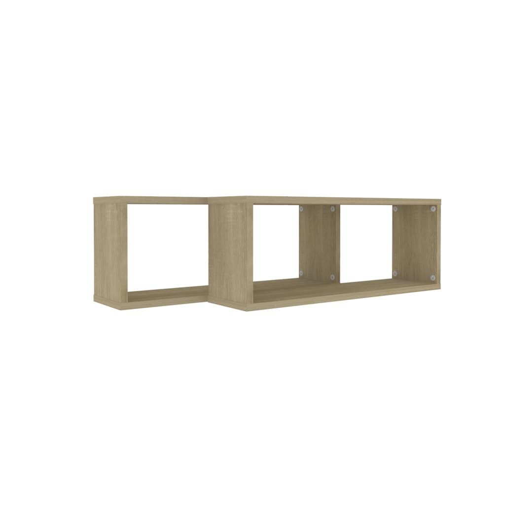 vidaXL Wall Cube Shelf 4 pcs Black 60x15x23 cm Engineered Wood