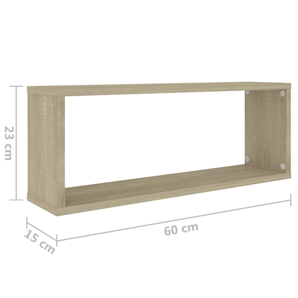 vidaXL Wall Cube Shelf 4 pcs Black 60x15x23 cm Engineered Wood