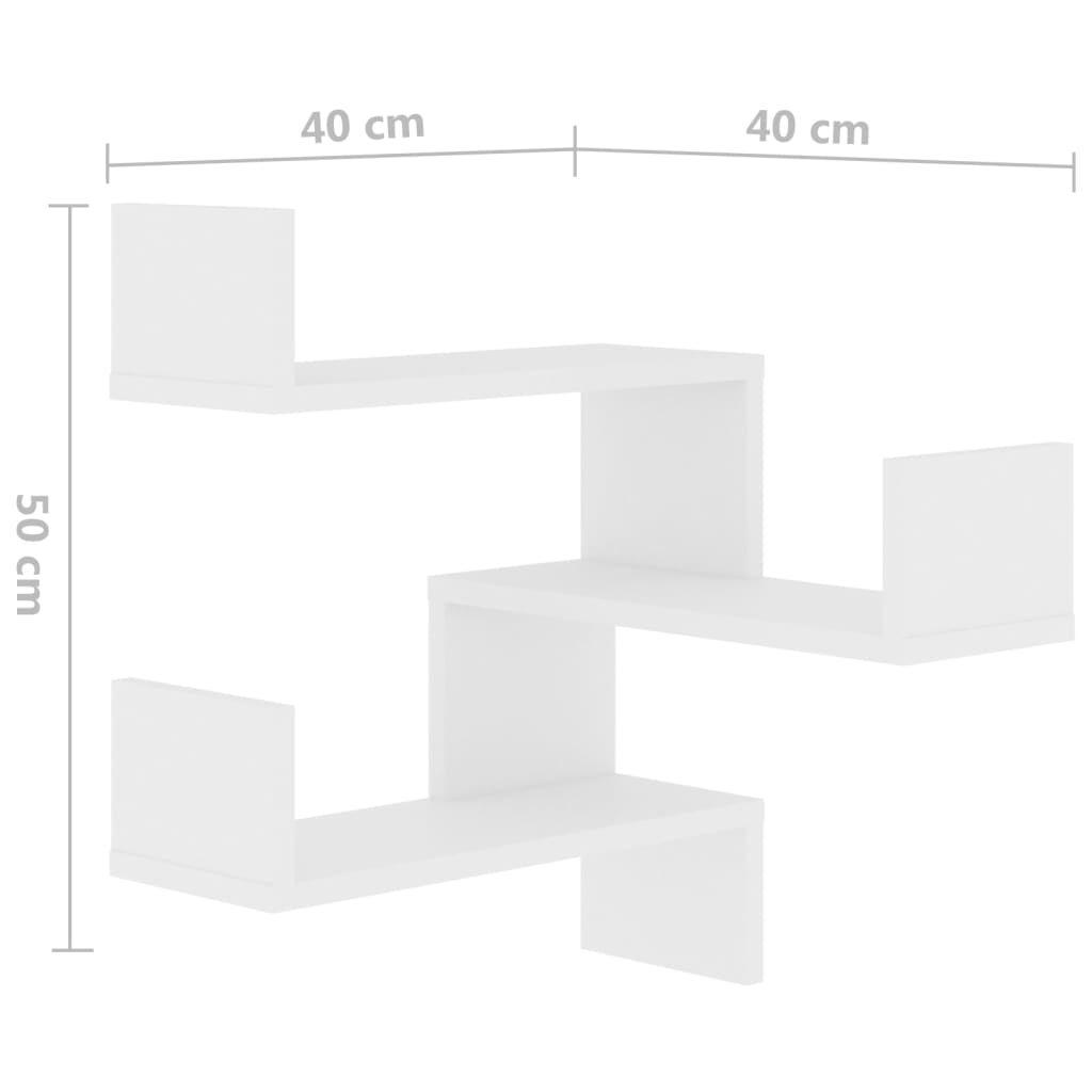 vidaXL Wall Corner Shelf White 40x40x50 cm Engineered Wood