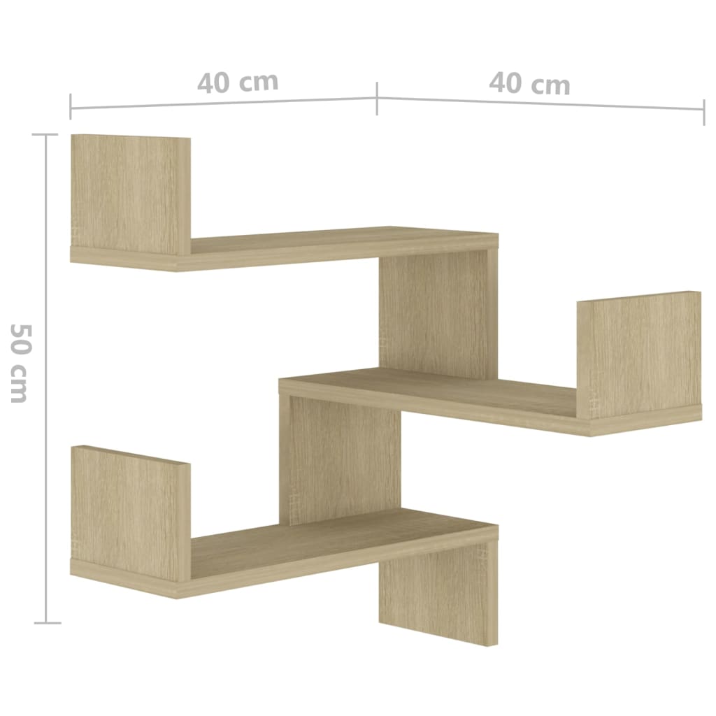 vidaXL Wall Corner Shelf Black 40x40x50 cm Engineered Wood