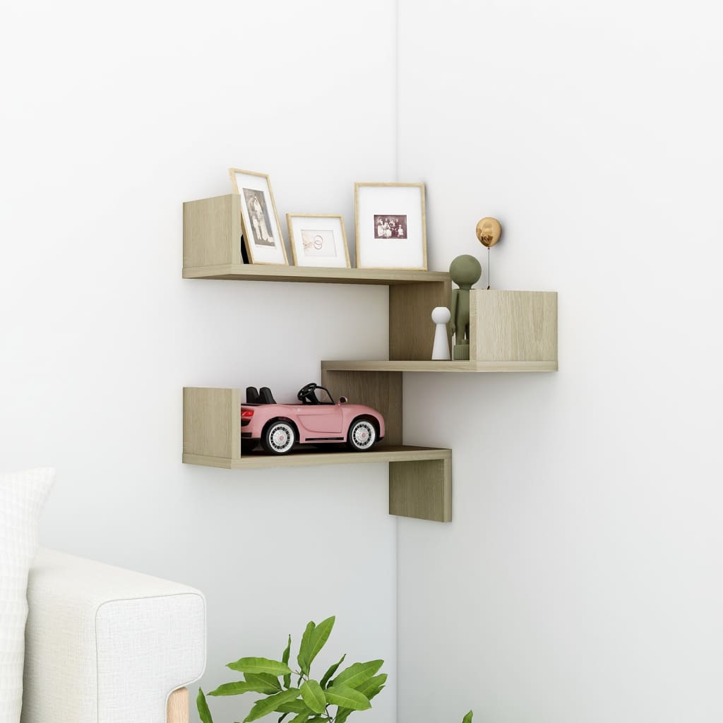 vidaXL Wall Corner Shelf Black 40x40x50 cm Engineered Wood