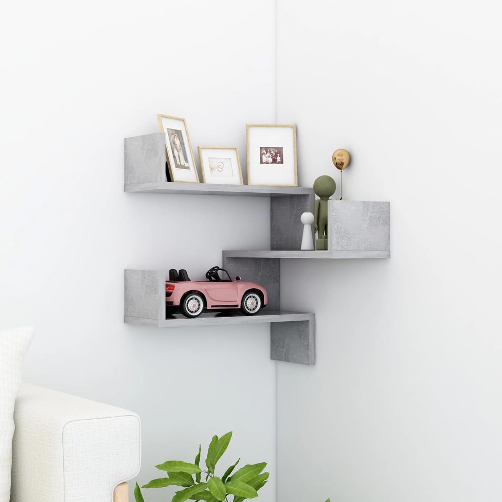 vidaXL Wall Corner Shelf Black 40x40x50 cm Engineered Wood