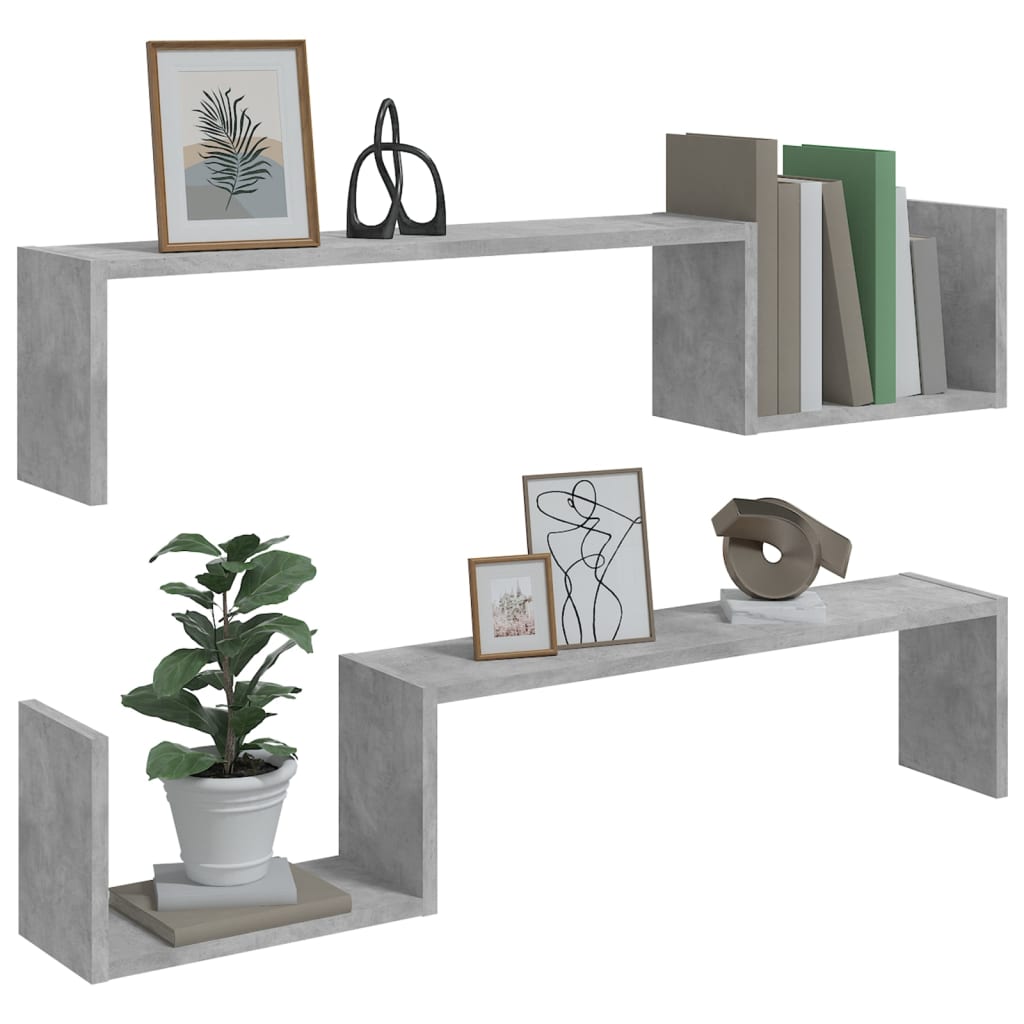 vidaXL Wall Shelf 2 pcs Black 100x15x20 cm Engineered Wood