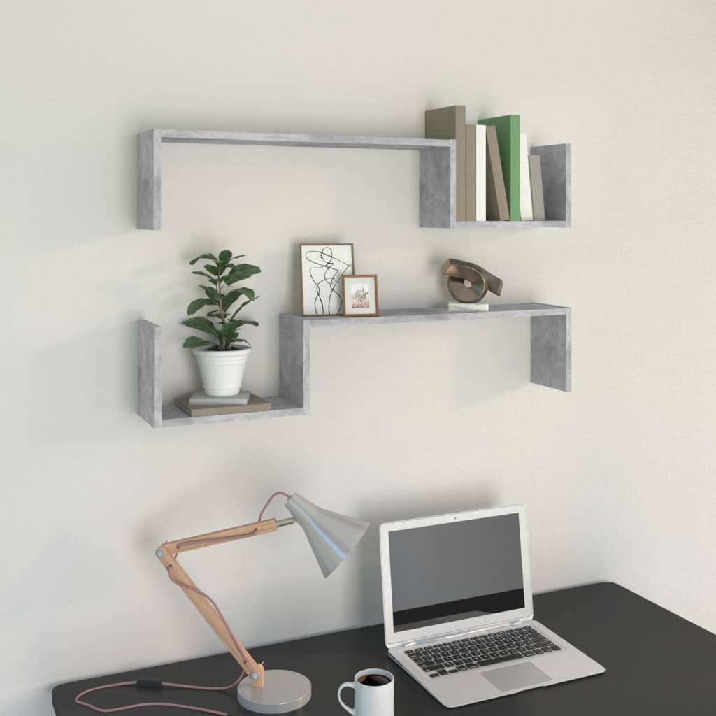 vidaXL Wall Shelf 2 pcs Black 100x15x20 cm Engineered Wood