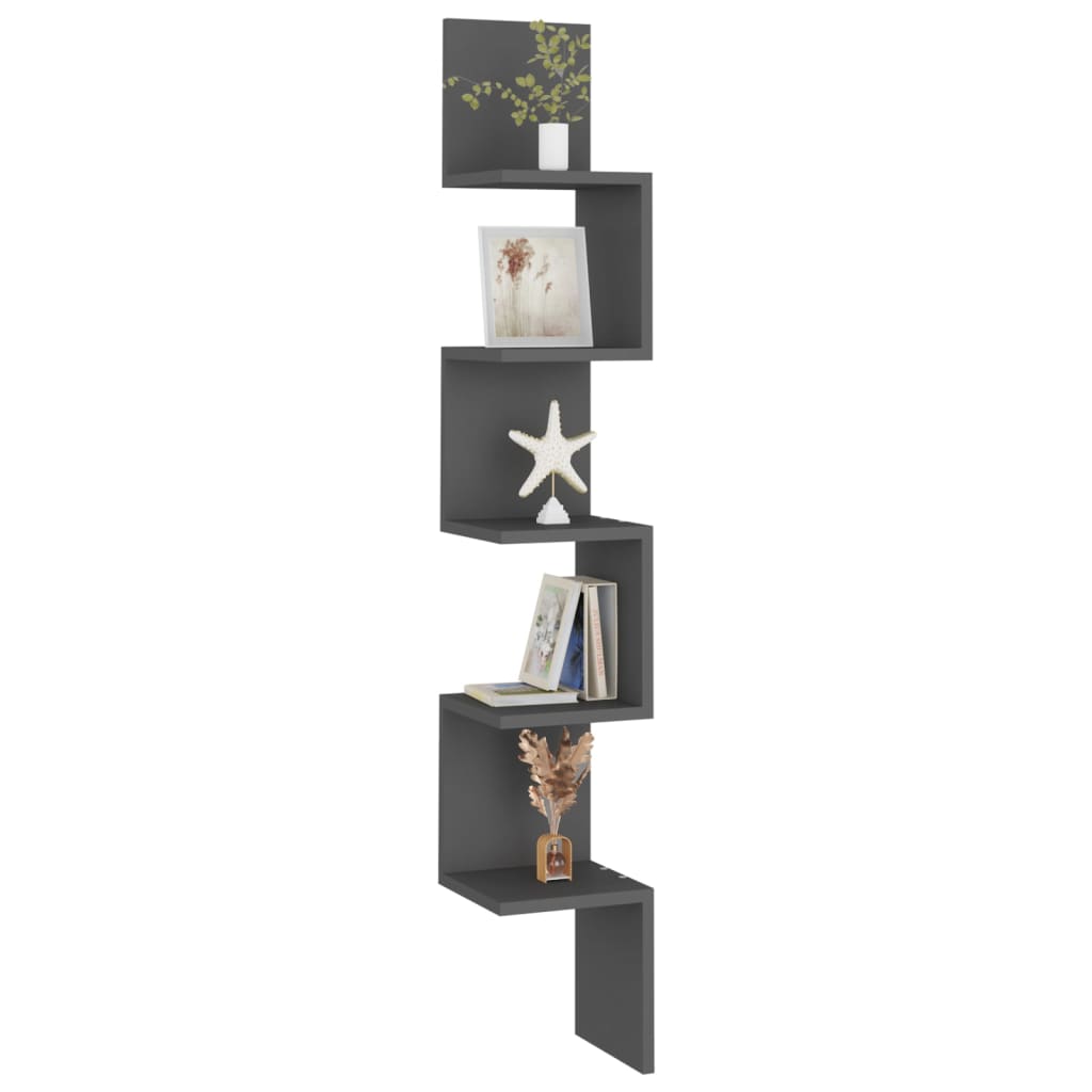 vidaXL Wall Corner Shelf Black 20x20x127.5 cm Engineered Wood