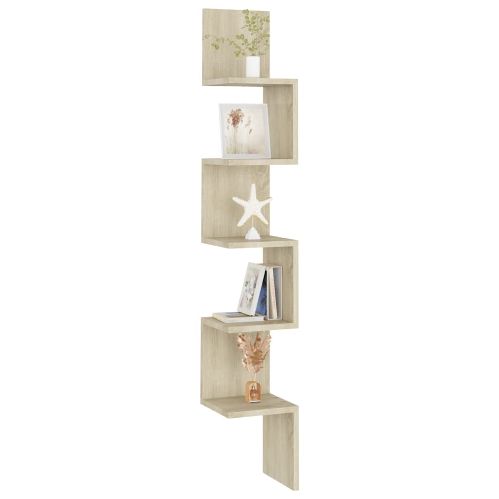 vidaXL Wall Corner Shelf Black 20x20x127.5 cm Engineered Wood