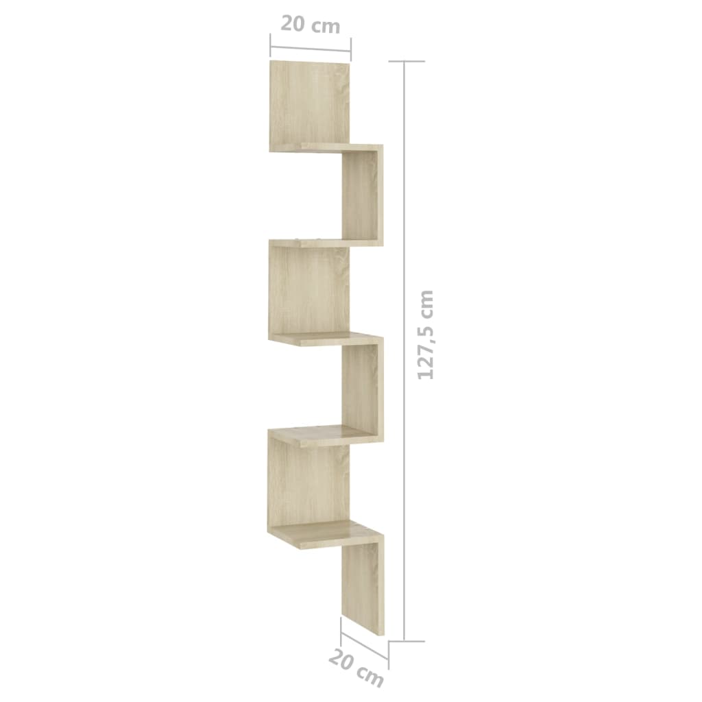 vidaXL Wall Corner Shelf Black 20x20x127.5 cm Engineered Wood