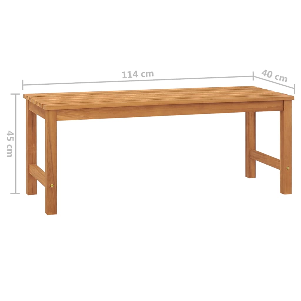 vidaXL Garden Bench 114 cm Solid Teak Wood