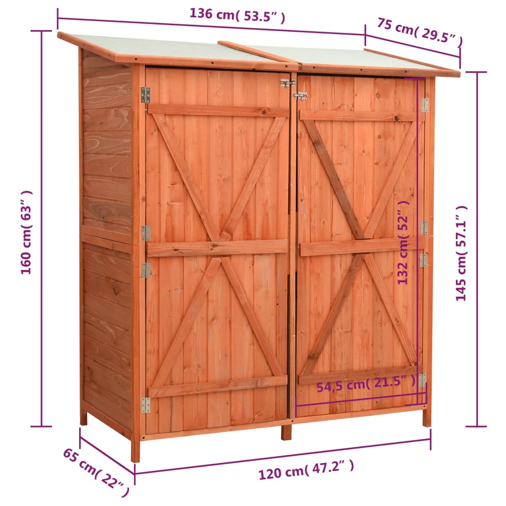 vidaXL Garden Tool Shed 136x75x160 cm Solid Firwood
