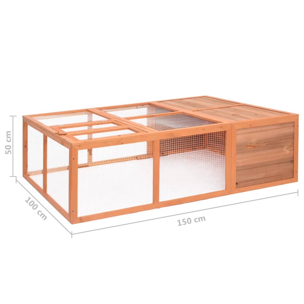 vidaXL Garden Animal Cage 150x100x50 cm Solid Firwood