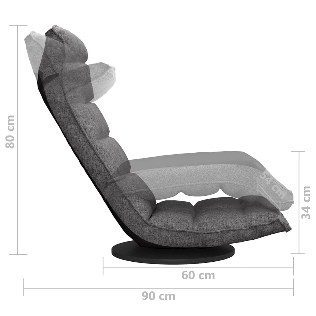 vidaXL Swivel Floor Chair Light Grey Fabric