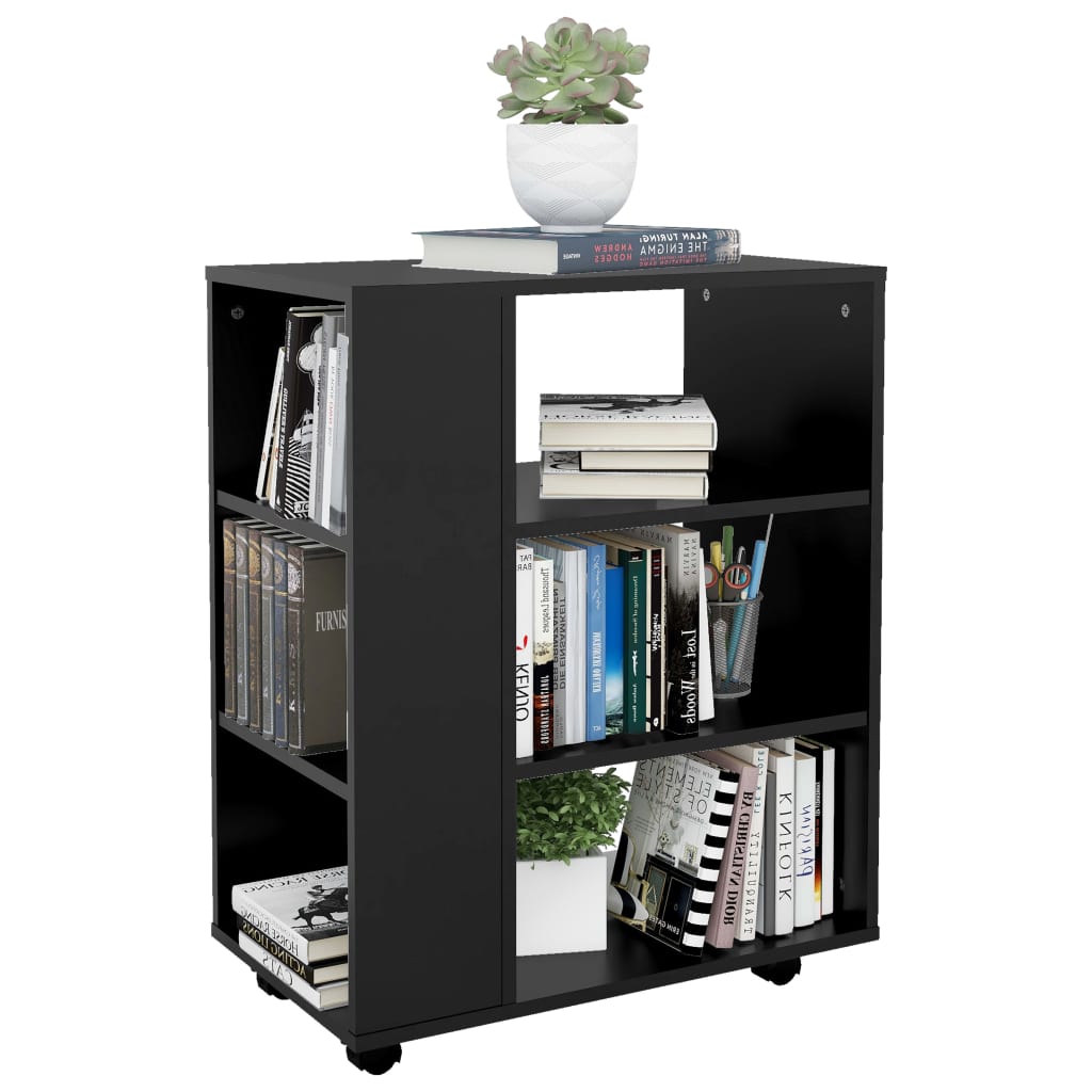 vidaXL Rolling Cabinet Black 60x35x75 cm Engineered Wood