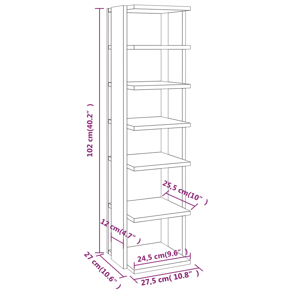 vidaXL Shoe Cabinet Black 27.5x27x102 cm Engineered Wood