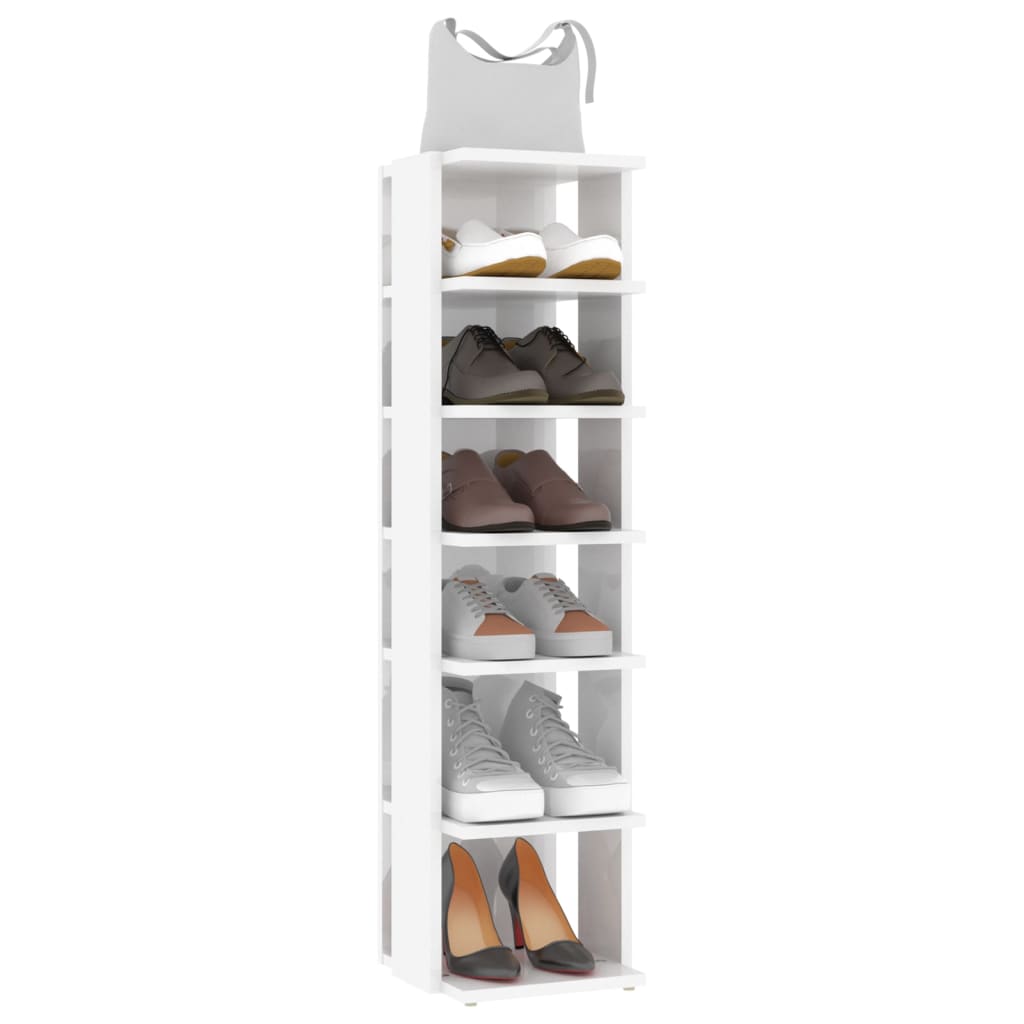 vidaXL Shoe Cabinet Black 27.5x27x102 cm Engineered Wood