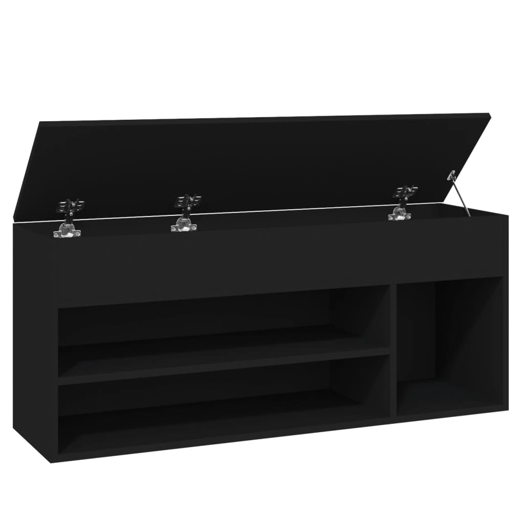 vidaXL Shoe Bench Black 105x30x45 cm Engineered Wood