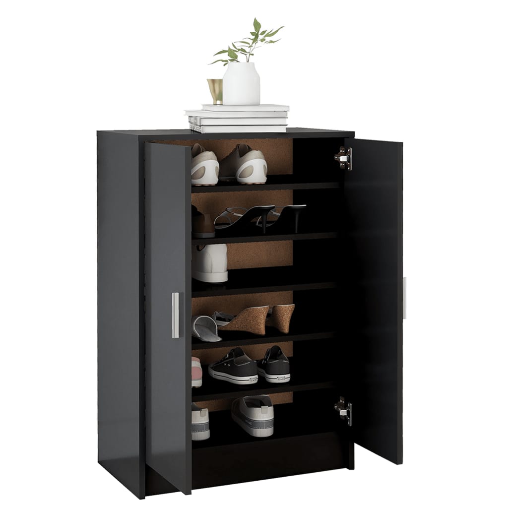 vidaXL Shoe Cabinet Black 60x35x92 cm Engineered Wood