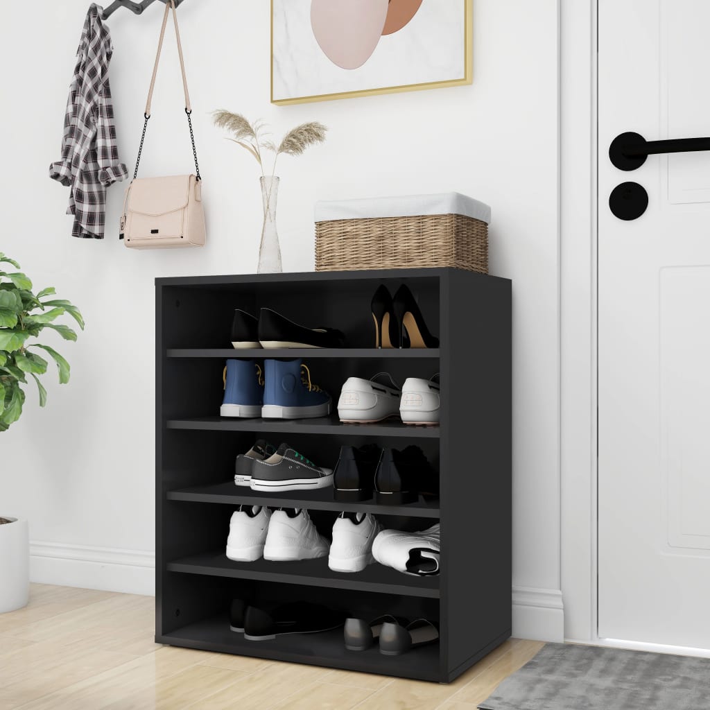 vidaXL Shoe Cabinet Black 60x35x70 cm Engineered Wood