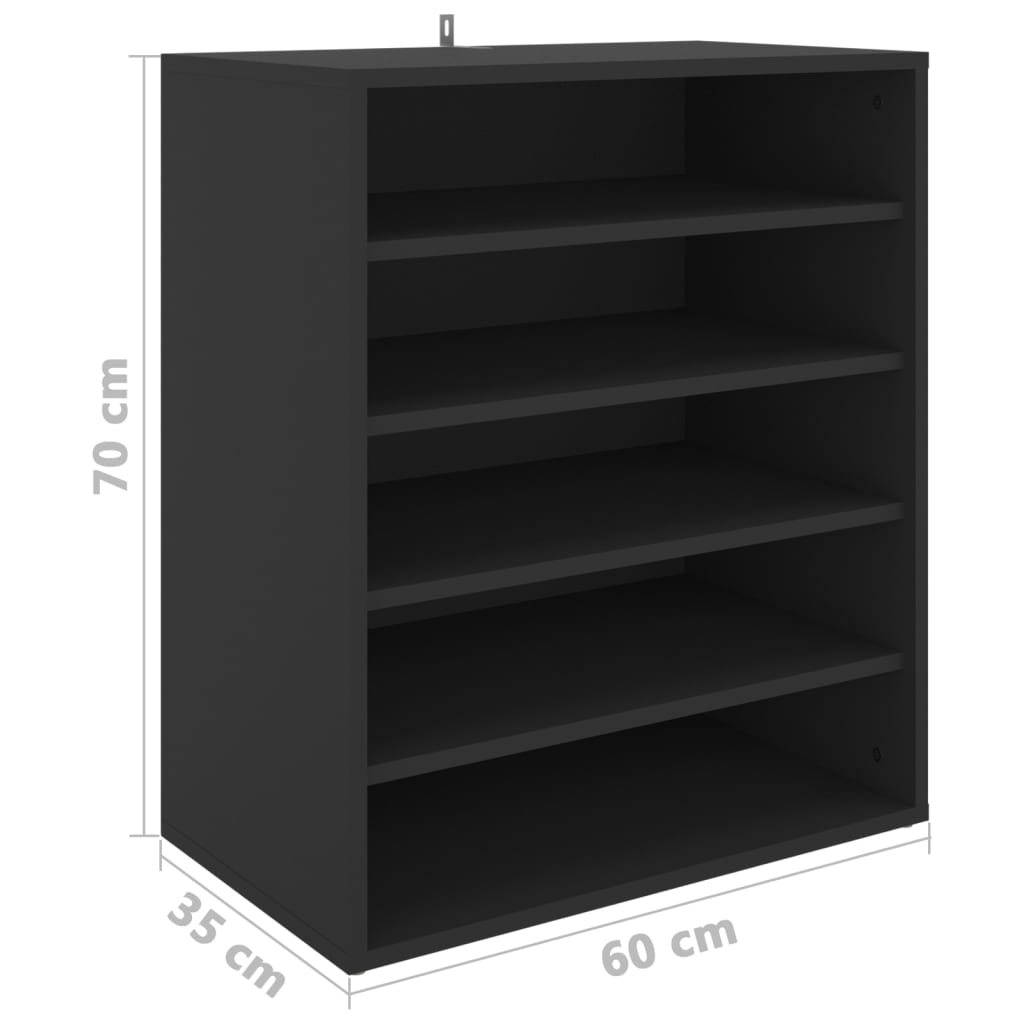 vidaXL Shoe Cabinet Black 60x35x70 cm Engineered Wood